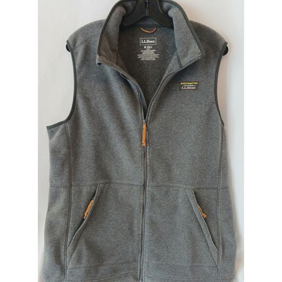 LL Bean Men's Gray Fleece Full Zip Vest Size Medium TALL - Picture 1 of 7